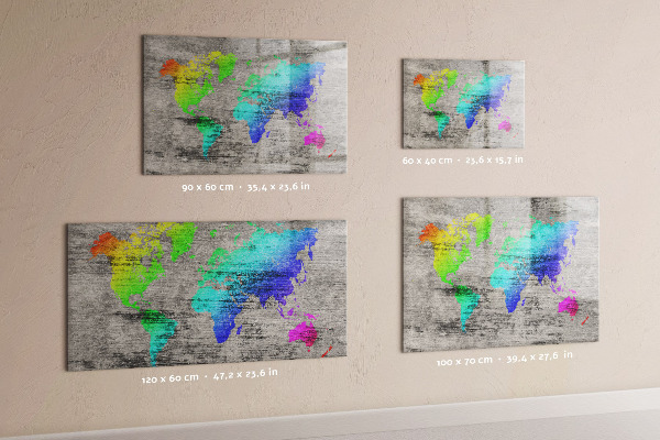 World map with magnetic board