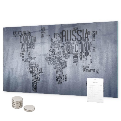 Magnetic world map board with captions