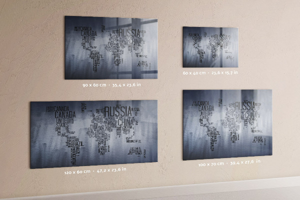Magnetic world map board with captions