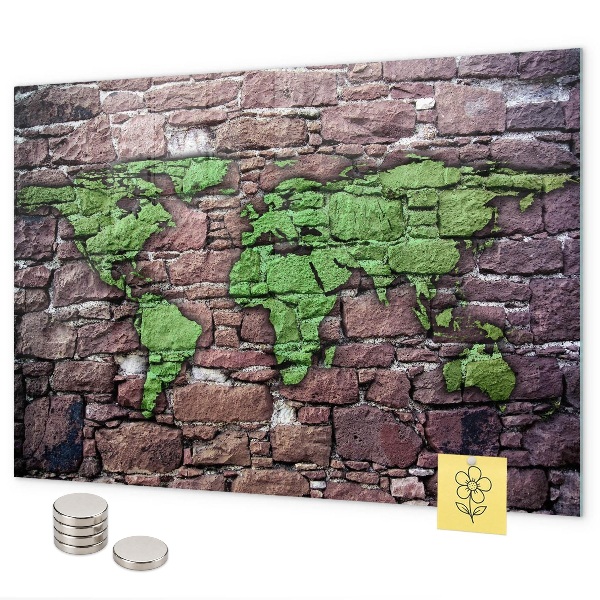 Brick world map magnetic board