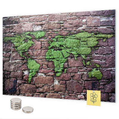 Brick world map magnetic board