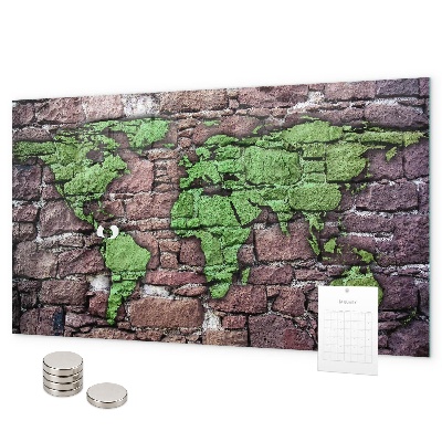 Brick world map magnetic board