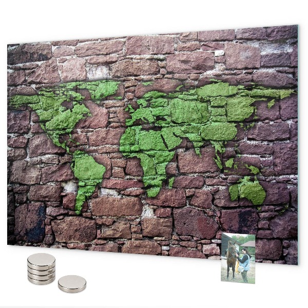 Brick world map magnetic board