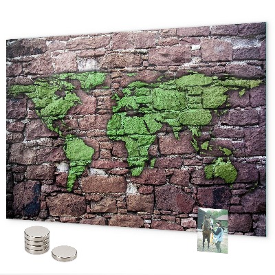 Brick world map magnetic board