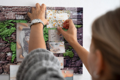 Brick world map magnetic board