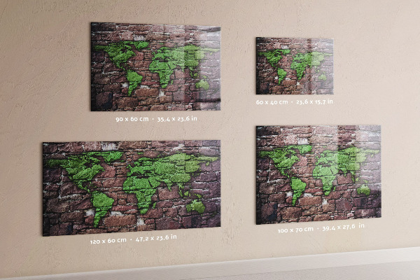 Brick world map magnetic board
