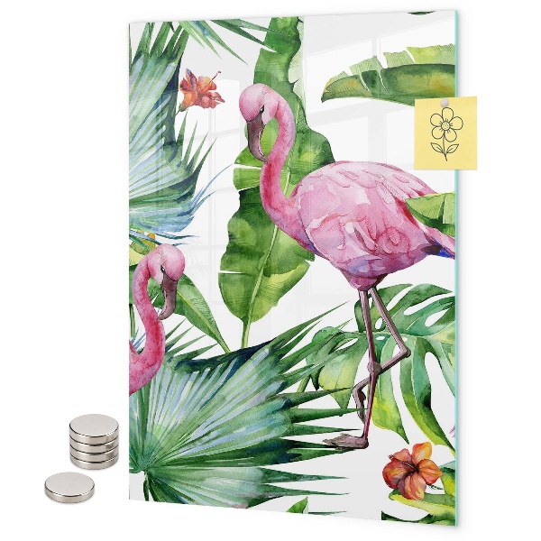 Memo board Tropical Flamingo Leaves