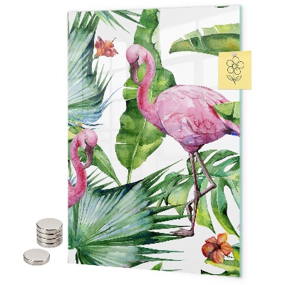 Memo board Tropical Flamingo Leaves