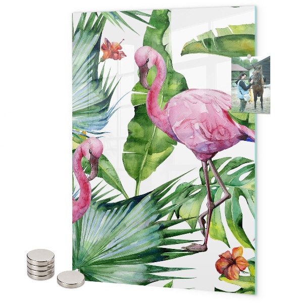Memo board Tropical Flamingo Leaves