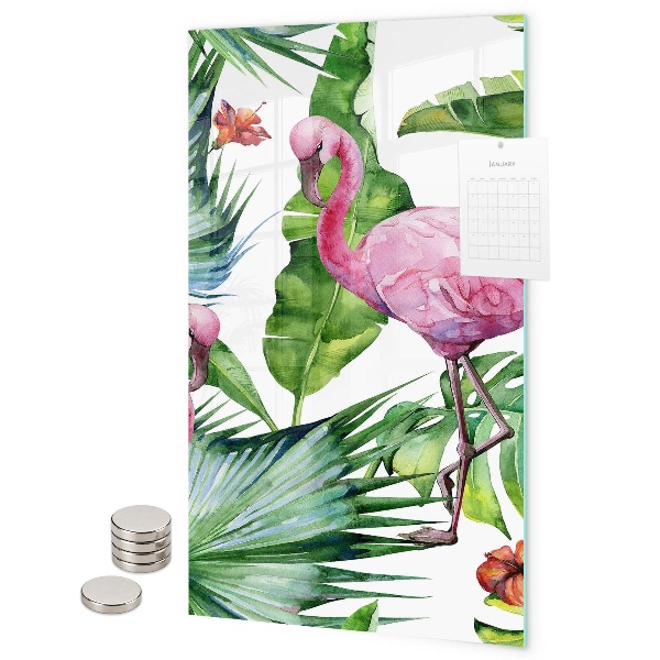 Memo board Tropical Flamingo Leaves