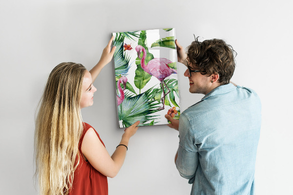 Memo board Tropical Flamingo Leaves