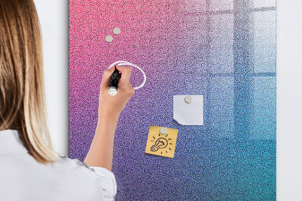 Magnetic dry erase board A colorful board for notes and photos