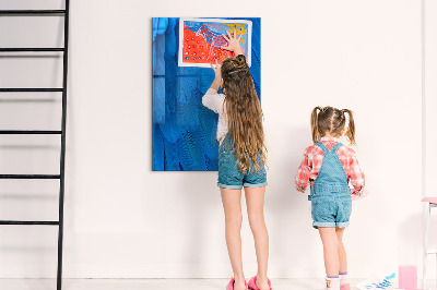 Dry erase board magnetic Blue board for photos and notes