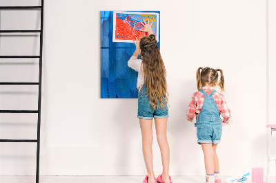 Dry erase board magnetic Blue board for photos and notes