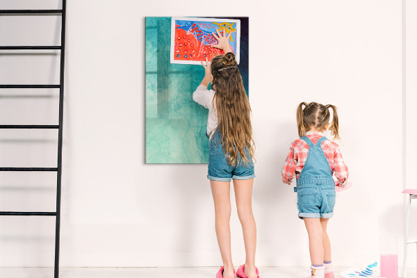 Magnetic dry erase board A colorful board for photos and notes