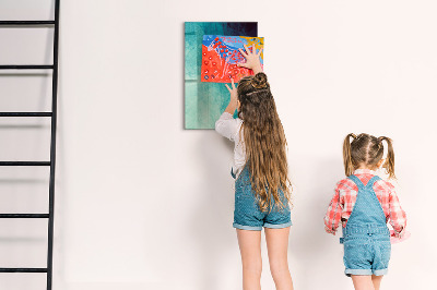 Magnetic dry erase board A colorful board for photos and notes