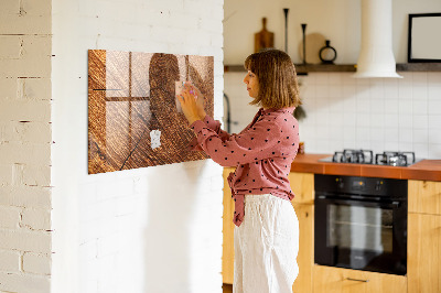 Dry erase board magnetic Photo organizer on a wooden board