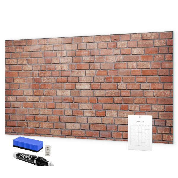 Dry erase board magnetic A note board on a brick wall