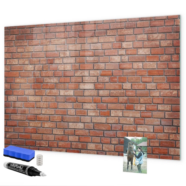 Dry erase board magnetic A note board on a brick wall