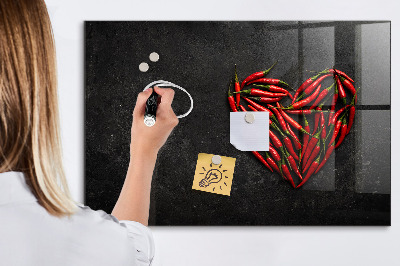 Dry erase board magnetic A heart of peppers and photos of memories