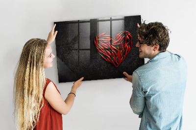 Dry erase board magnetic A heart of peppers and photos of memories