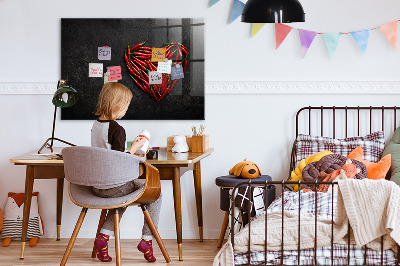 Dry erase board magnetic A heart of peppers and photos of memories