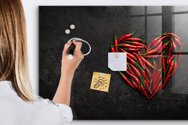 Dry erase board magnetic A heart of peppers and photos of memories
