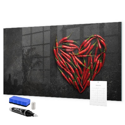 Dry erase board magnetic A heart of peppers and photos of memories