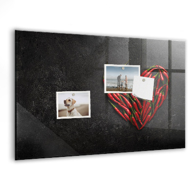Dry erase board magnetic A heart of peppers and photos of memories