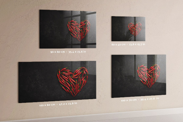 Dry erase board magnetic A heart of peppers and photos of memories