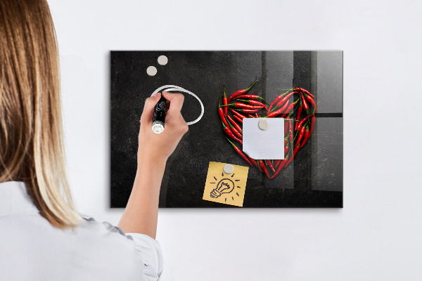Dry erase board magnetic A heart of peppers and photos of memories