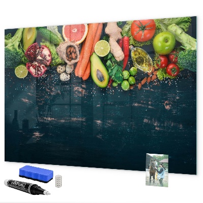 Dry erase board magnetic Colorful culinary inspirations on the wall