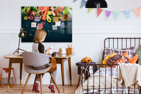 Dry erase board magnetic Colorful culinary inspirations on the wall