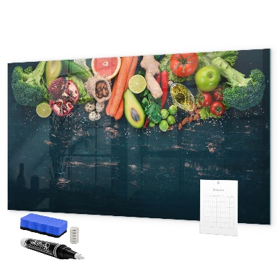Dry erase board magnetic Colorful culinary inspirations on the wall