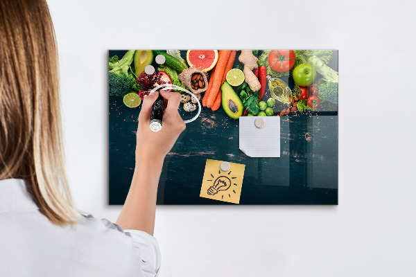 Dry erase board magnetic Colorful culinary inspirations on the wall