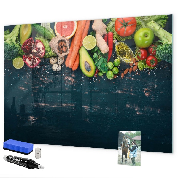 Dry erase board magnetic Colorful culinary inspirations on the wall