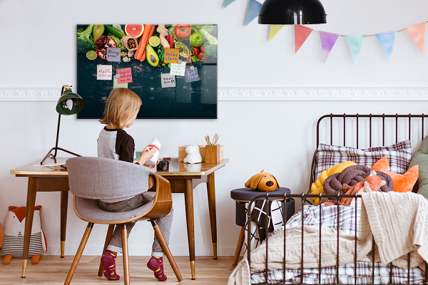 Dry erase board magnetic Colorful culinary inspirations on the wall