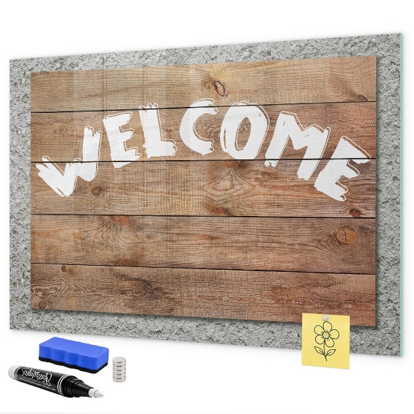 Magnetic dry erase board Welcome board with space for photos