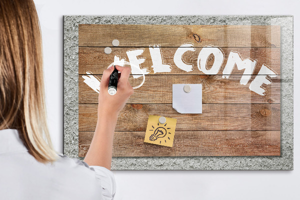 Magnetic dry erase board Welcome board with space for photos