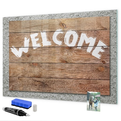 Magnetic dry erase board Welcome board with space for photos