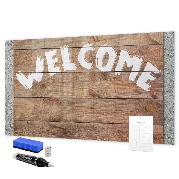 Magnetic dry erase board Welcome board with space for photos