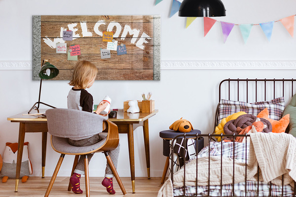 Magnetic dry erase board Welcome board with space for photos