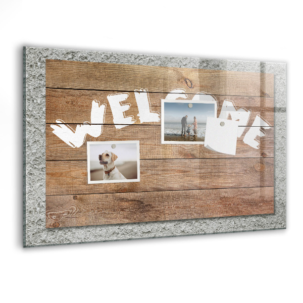 Magnetic dry erase board Welcome board with space for photos