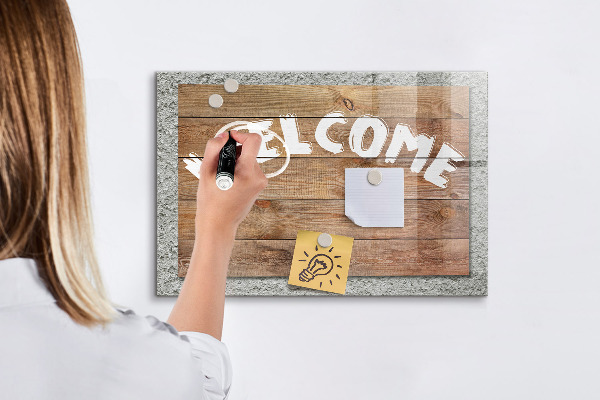 Magnetic dry erase board Welcome board with space for photos