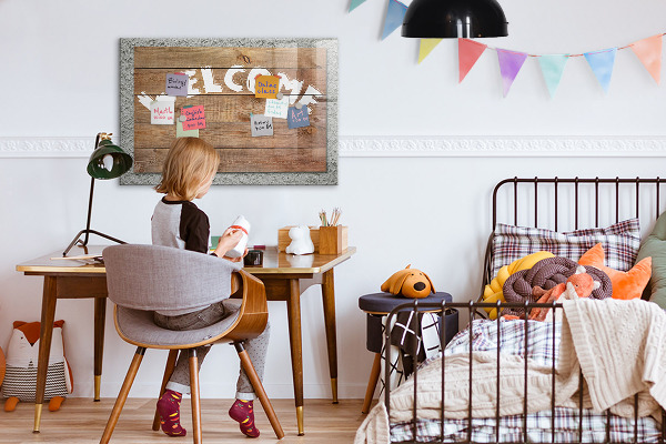 Magnetic dry erase board Welcome board with space for photos