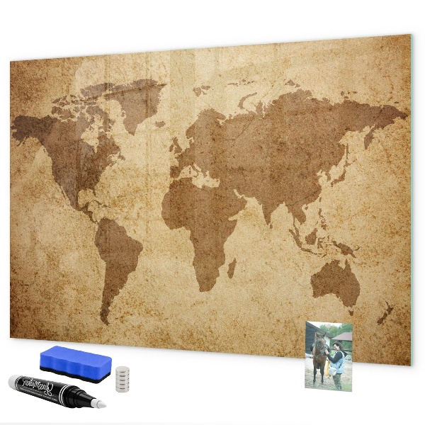 Magnetic dry erase board World map as an inspiration board