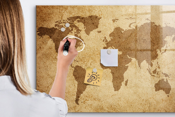 Magnetic dry erase board World map as an inspiration board