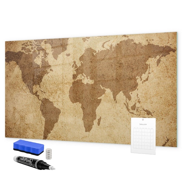 Magnetic dry erase board World map as an inspiration board