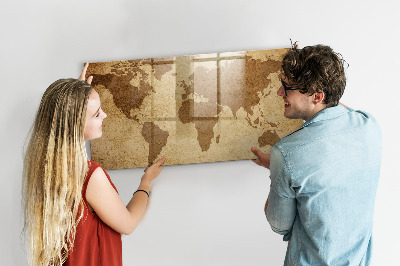Magnetic dry erase board World map as an inspiration board