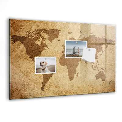 Magnetic dry erase board World map as an inspiration board